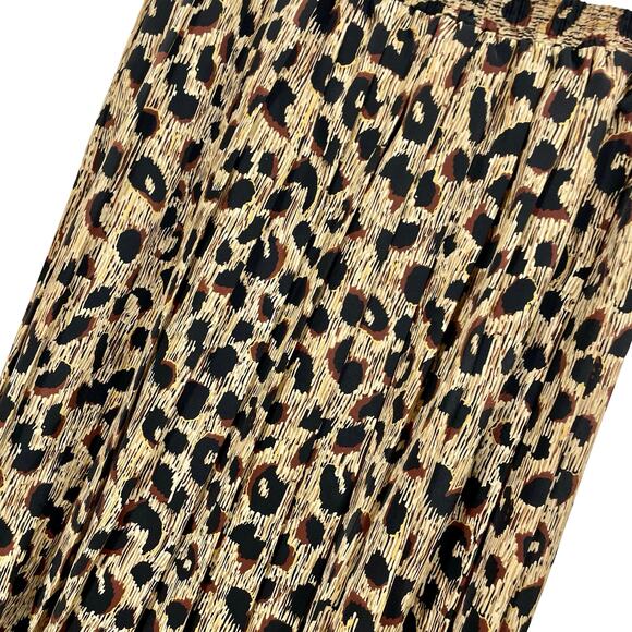 Vintage 90s Leopard Print A-Line Skirt Tan & Black Elastic Waist - Size XL - Picture 8 of 9